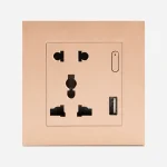پریز هوشمند به همراه شارژر USB برند Evotech سری Piano طلایی