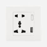 پریز هوشمند به همراه شارژر USB برند Evotech سری Piano سفید