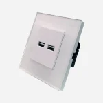 شارژر دوبل USB شیشه‌ای سفید