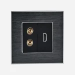 سوکت HDMI 1/2 آلومینیومی مشکی با صوت استریو