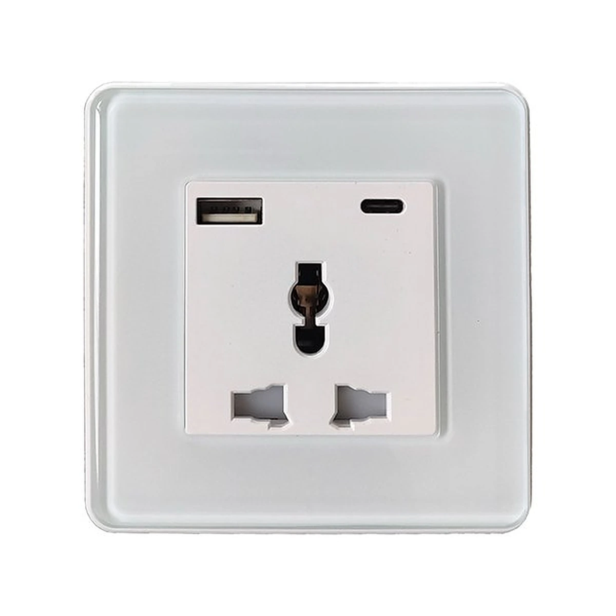 پریز یونیورسال USB و Type-C شیشهای سفید پریز یونیورسال USB و Type-C شیشهای سفید