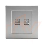 سوکت تلفن دوبل سری پیانو Evotech خاکستری