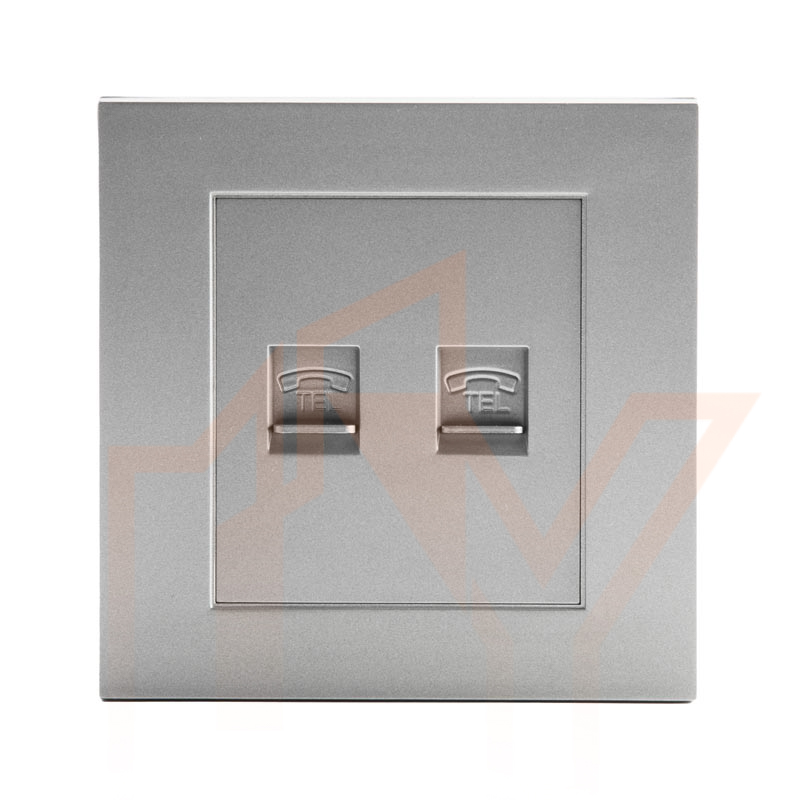سوکت تلفن دوبل سری پیانو Evotech خاکستری