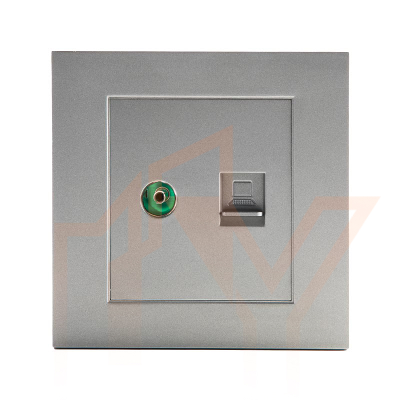 سوکت شبکه و آنتن تلویزیون سری پیانو Evotech خاکستری