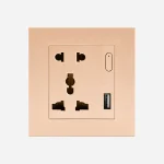 پریز یونیورسال با شارژر USB سری پیانو Evotech طلایی