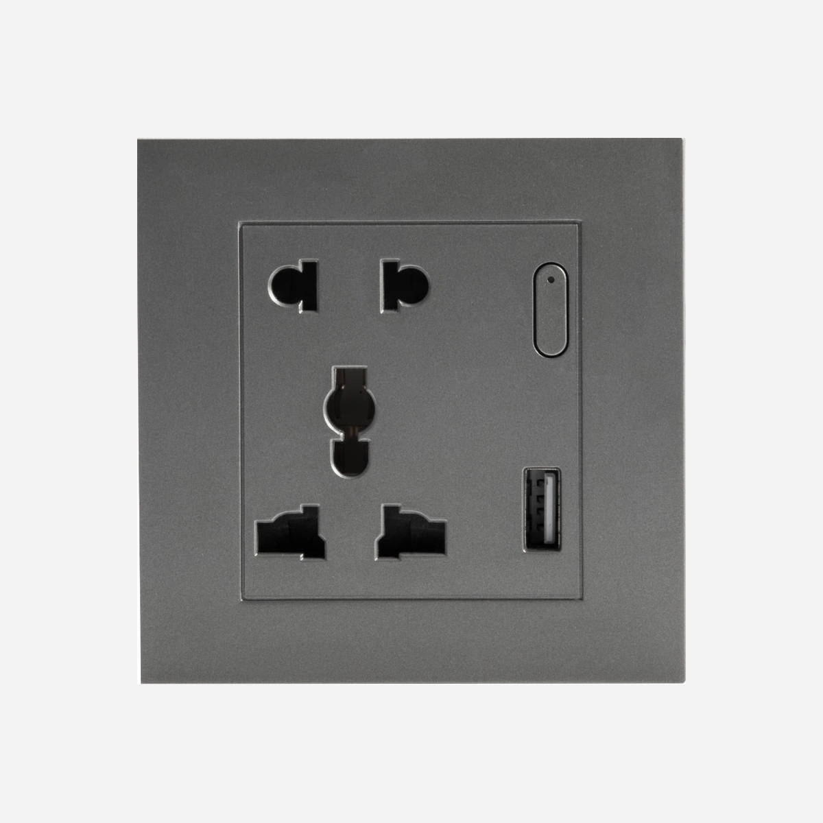 پریز یونیورسال با شارژر USB سری پیانو Evotech خاکستری