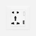 پریز یونیورسال با شارژر USB سری پیانو Evotech سفید